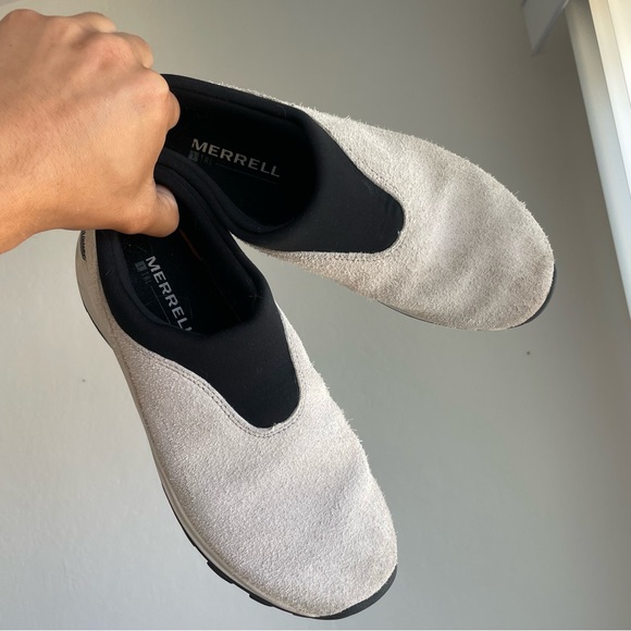 Merrell MocToe Slip-On Fuzzy Suede Shoes Black/White Size Men’s 9.5 - Picture 3 of 7